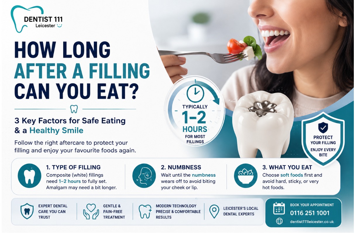 Soft foods and drink prepared to eat after a dental filling
